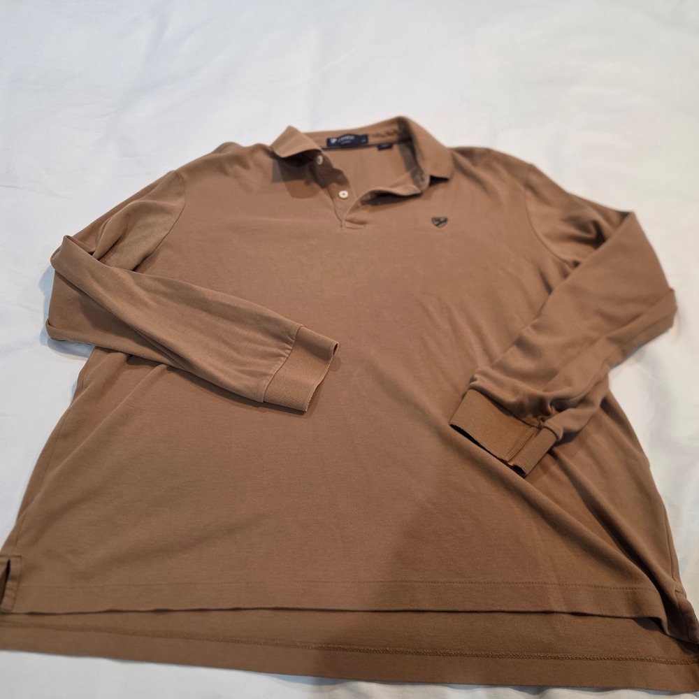 Cremieux Polo Shirt Mens Large Brown Excellent Long Sleeve Cotton Classics Logo